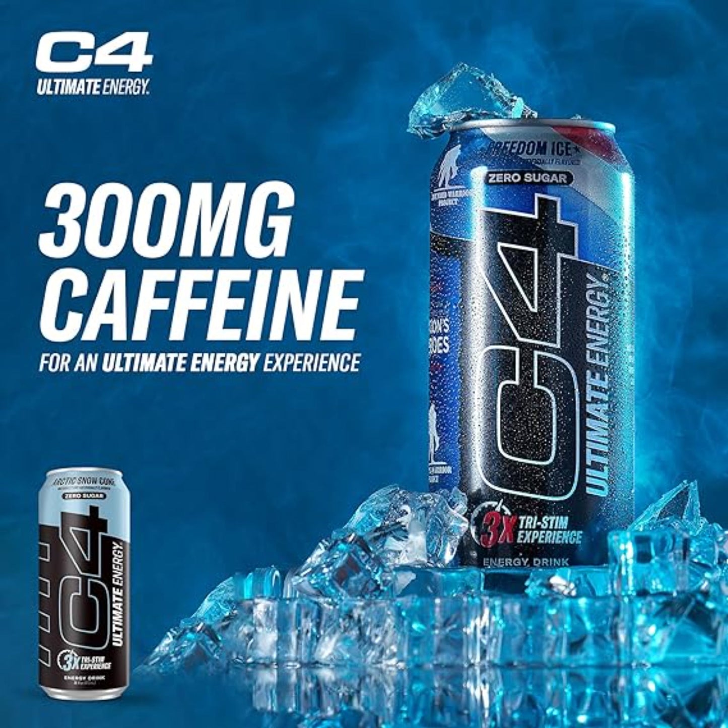 C4 Ultimate Sugar Free Energy Drink 16oz (Pack of 12) | Arctic Snow Cone | Pre Workout Performance Drink with No Artificial Colors or Dyes