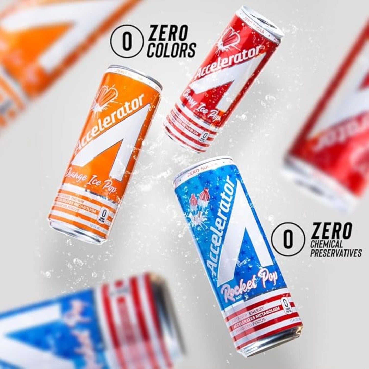 Accelerator Active Energy Drink Sugar Free Zero Carbs, Rocket Pop 12oz can(12 pack) Enhanced Focus & Sustained Energy from 100% Natural Caffeine (200mg), Ashwagandha, Coq10 & Green Tea Extract