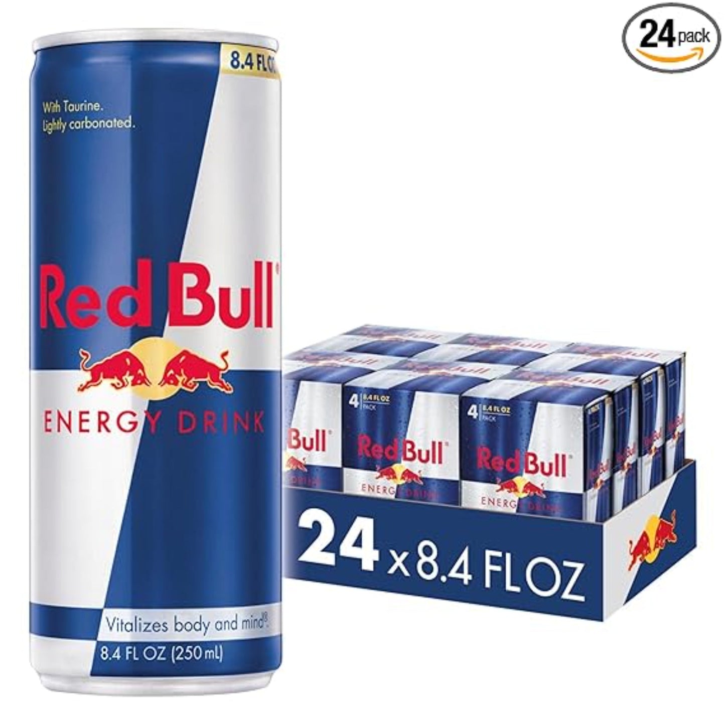 Red Bull Energy Drink with 80mg Caffeine plus Taurine & B Vitamins, 8.4 Fl Oz, 6 Packs of 4 Cans (Pack of 24)