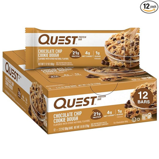 Quest Nutrition Chocolate Chip Dough Cookie Protein Bars 12 Count