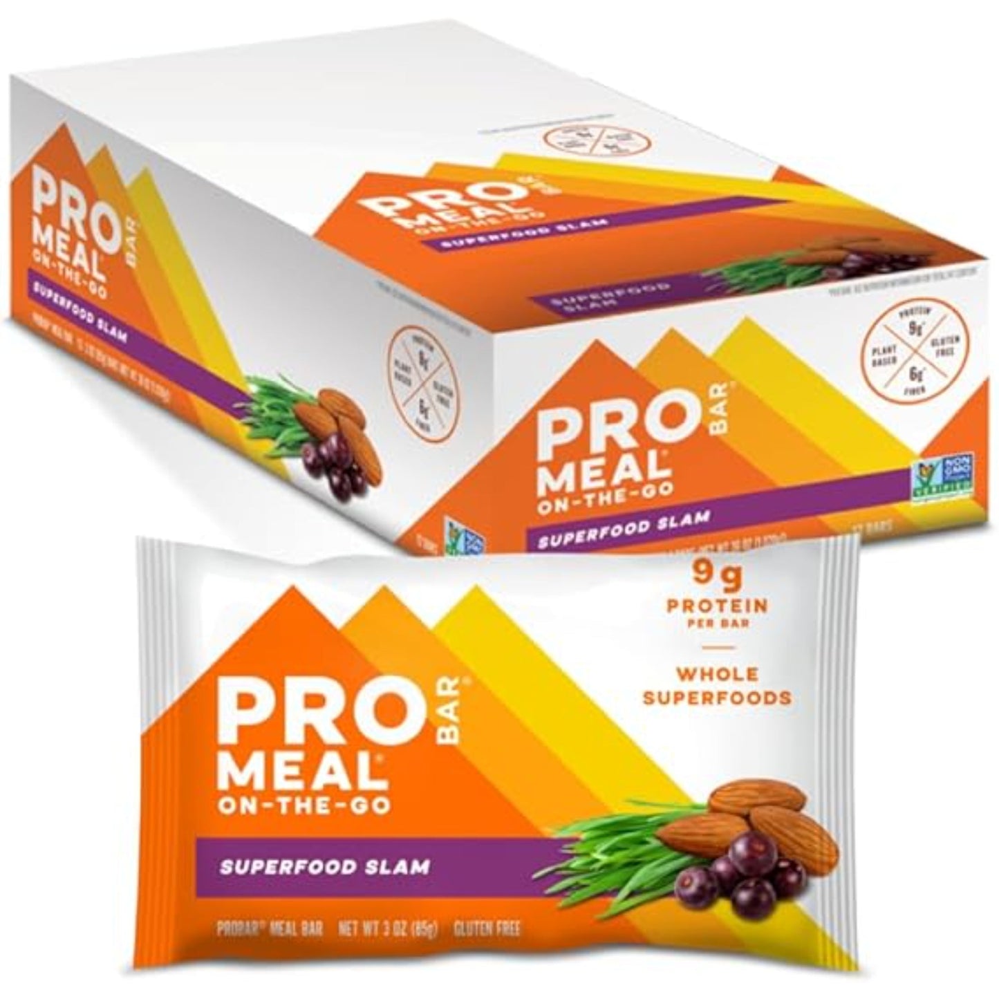 PROBAR - MEAL Bar, Superfood Slam, Non-GMO, Gluten-Free, Healthy, Plant-Based, Whole-Food Ingredients, Natural Energy (12 Count)