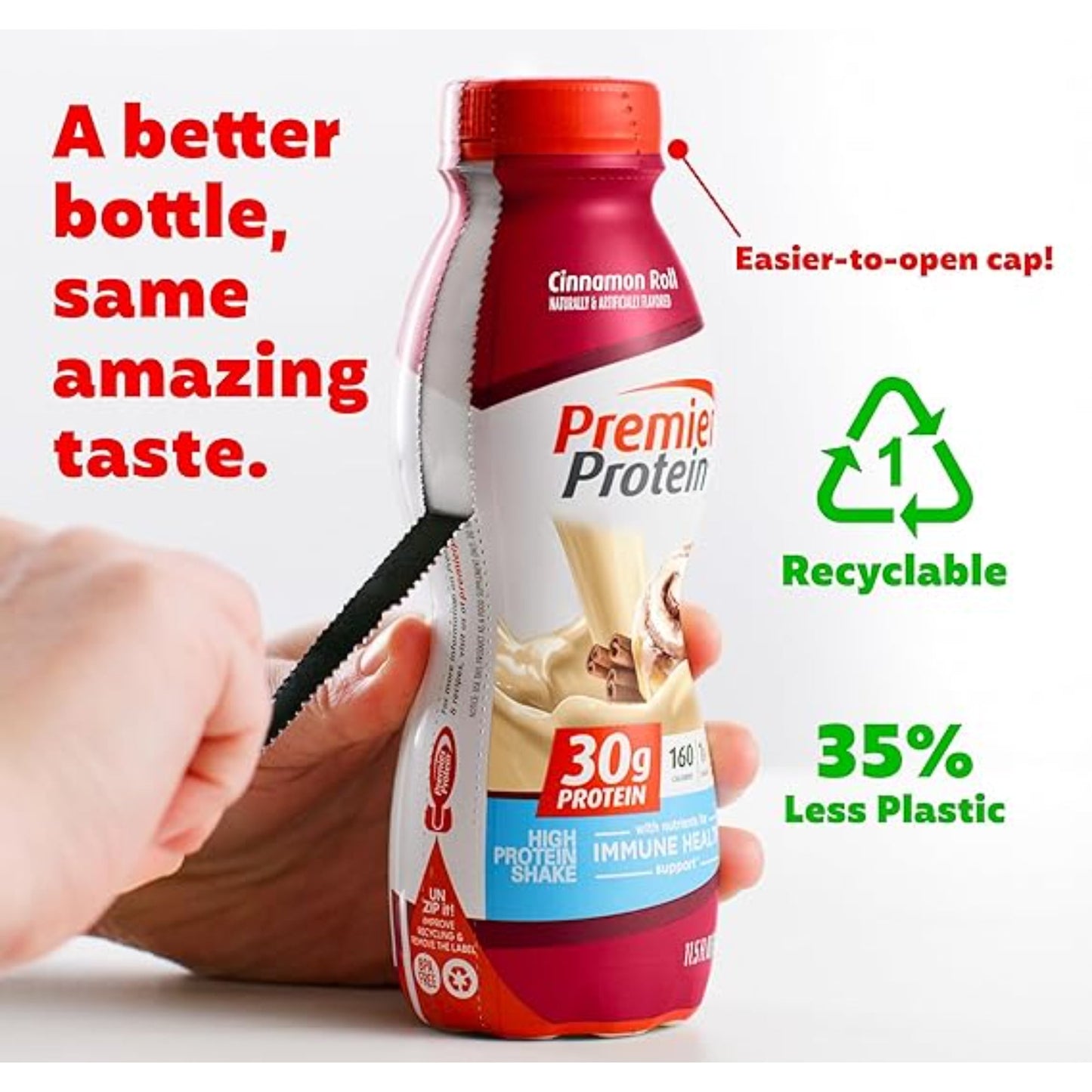 Premier Protein Shake, 30g Protein, 1g Sugar,24 Vitamins&Minerals Nutrients to Support Immune Health, Cinnamon Roll,11.5 fl oz - Pack of 12