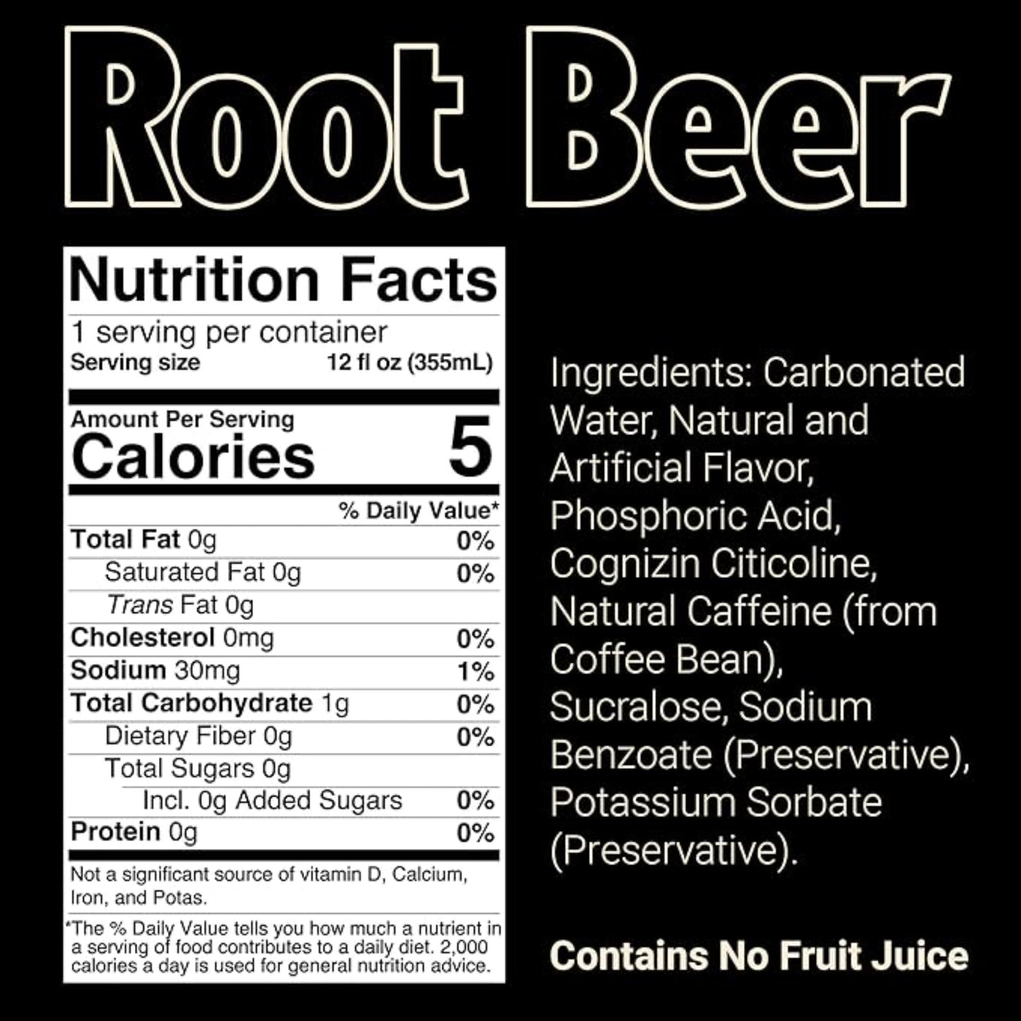 BUM Sugar-Free Energy Drink, Root Beer - Lightly Carbonated & No Artificial Colors, Natural Caffeine & Citicoline for Energy & Focus, Brain Boost & Workout Sports Beverage - 12 oz, Pack of 12