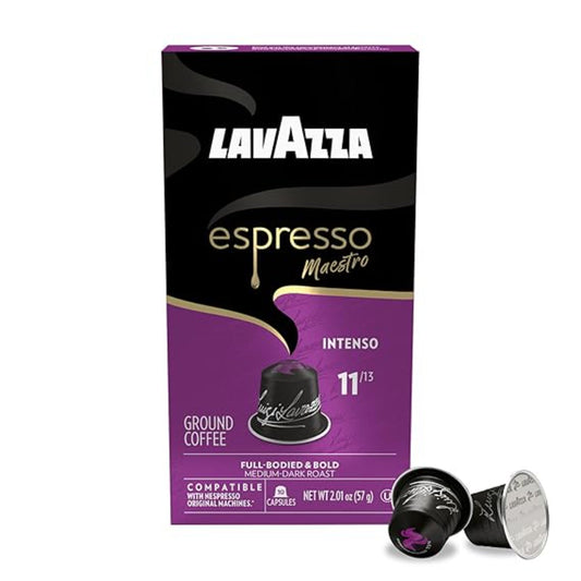 Lavazza Espresso Maestro Intenso Aluminum Capsules Compatible with Nespresso* Original Machines, Medium-Dark Espresso Roast, Arabica and Robusta (60 Capsules)