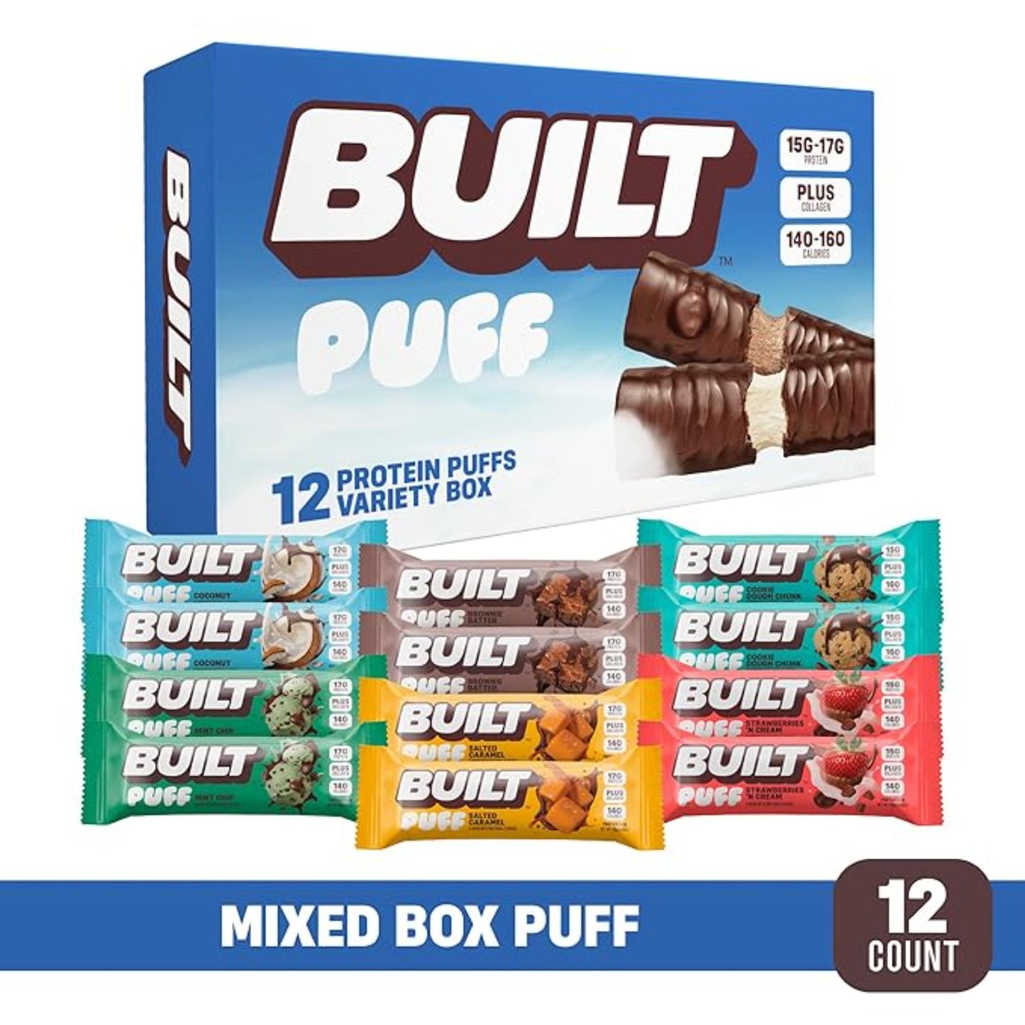 Built Bar Puff Protein Bars Variety Pack 12 Pack