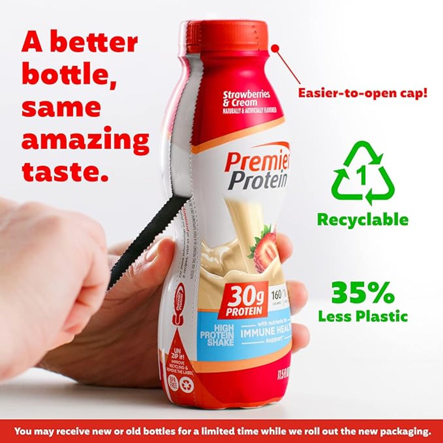 Premier Protein Shake, Strawberries & Cream, 30g Protein 1g Sugar 24 Vitamins Minerals Nutrients to Support Immune Health, 11.5 fl oz (Pack of 12)