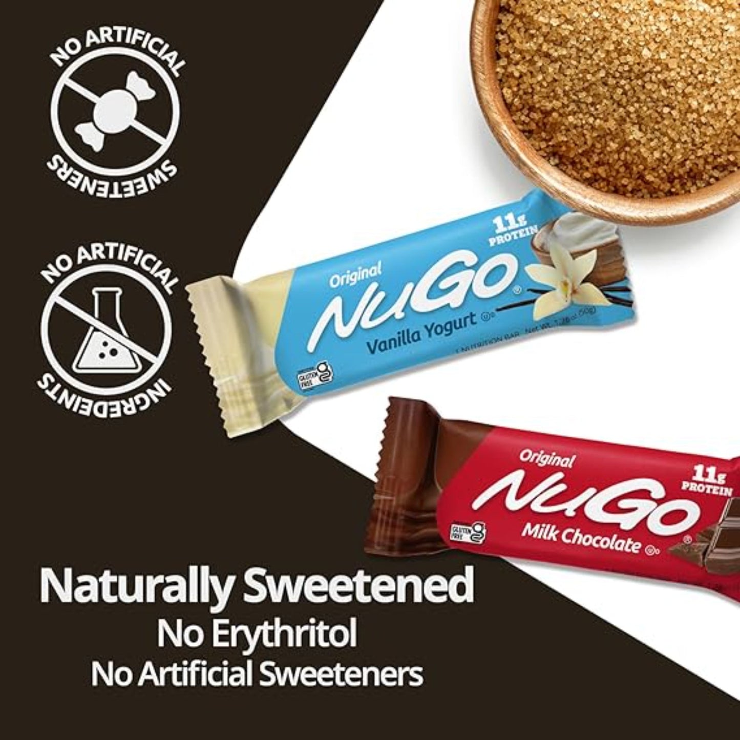 NuGo Protein Bar, Vanilla Yogurt, 11g Protein, 170 Calories, Gluten Free, 1.76 Ounce each, 15 Count (Pack of 1)