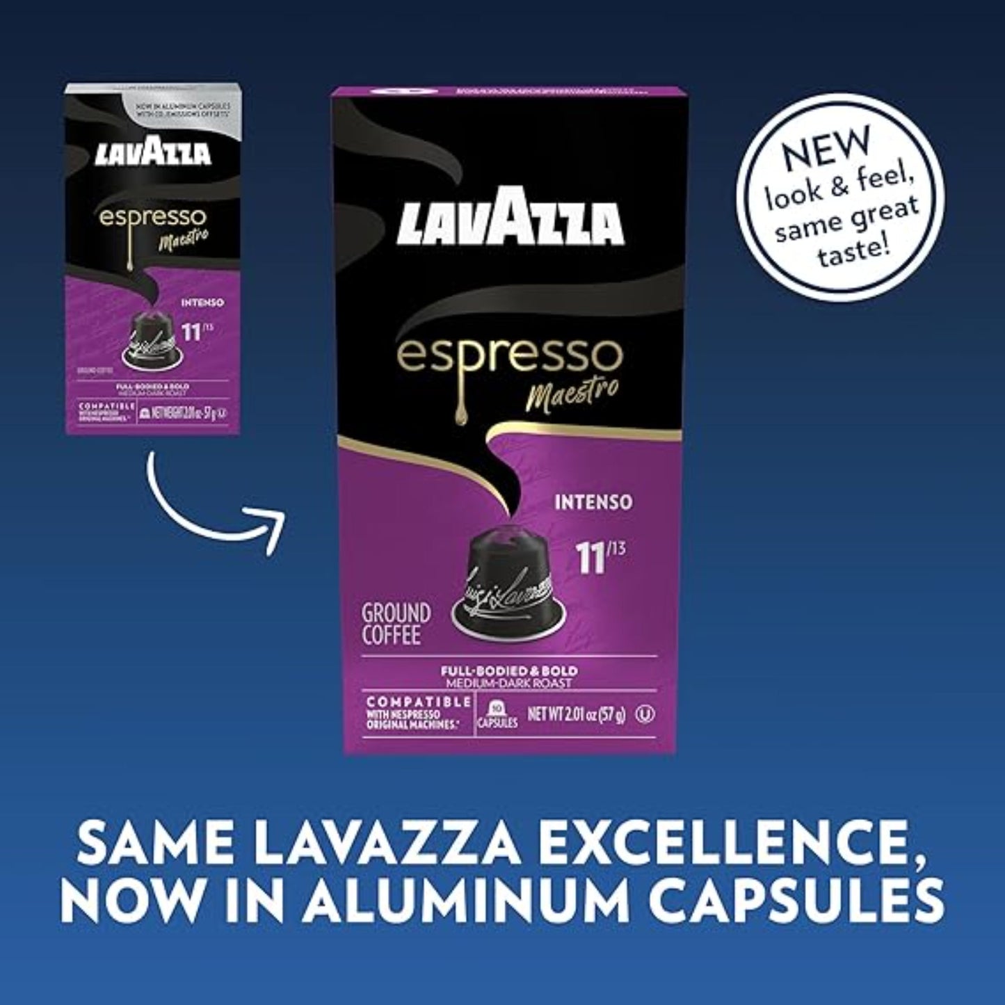 Lavazza Espresso Maestro Intenso Aluminum Capsules Compatible with Nespresso* Original Machines, Medium-Dark Espresso Roast, Arabica and Robusta (60 Capsules)