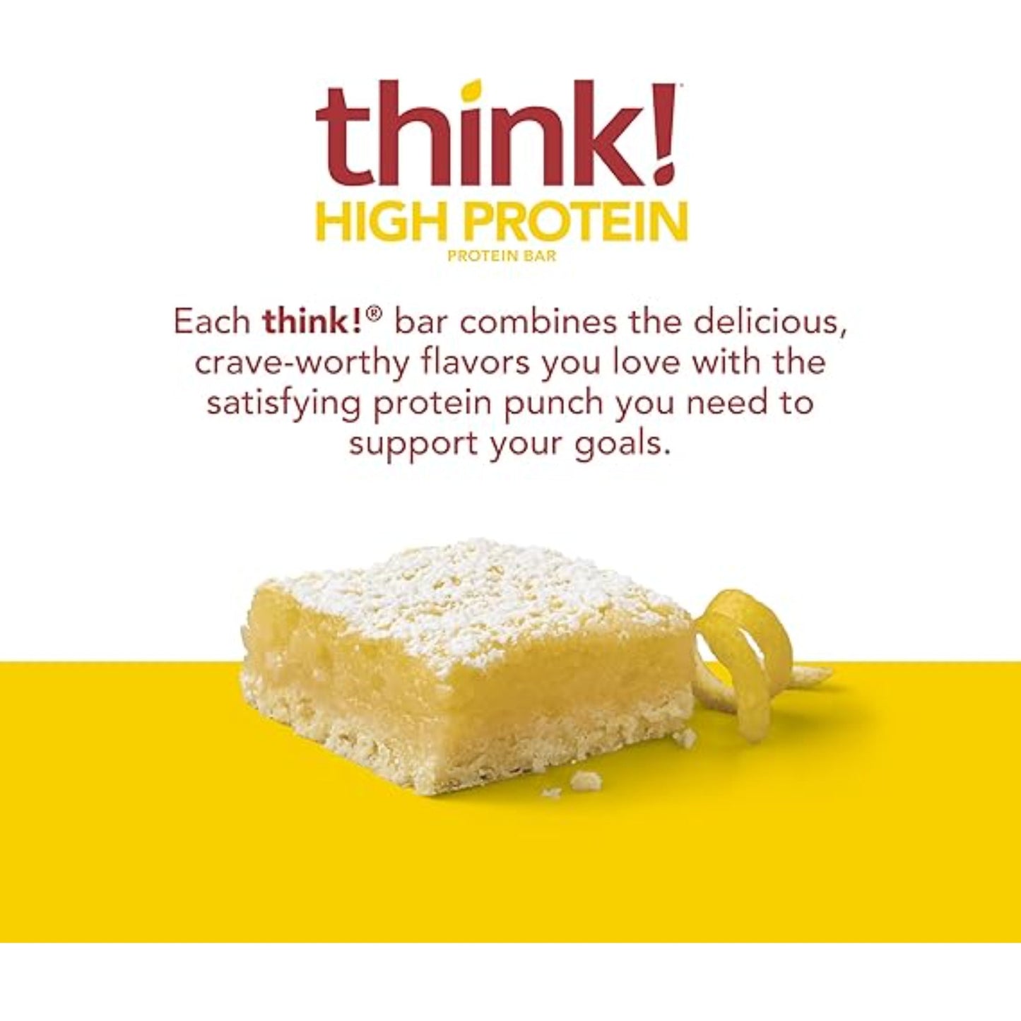 think! Protein Bars, High Protein Snacks, Gluten Free, Kosher Friendly, Lemon Delight, Nutrition Bars, 2.1 Oz per Bar, 10 Count (Packaging May Vary)