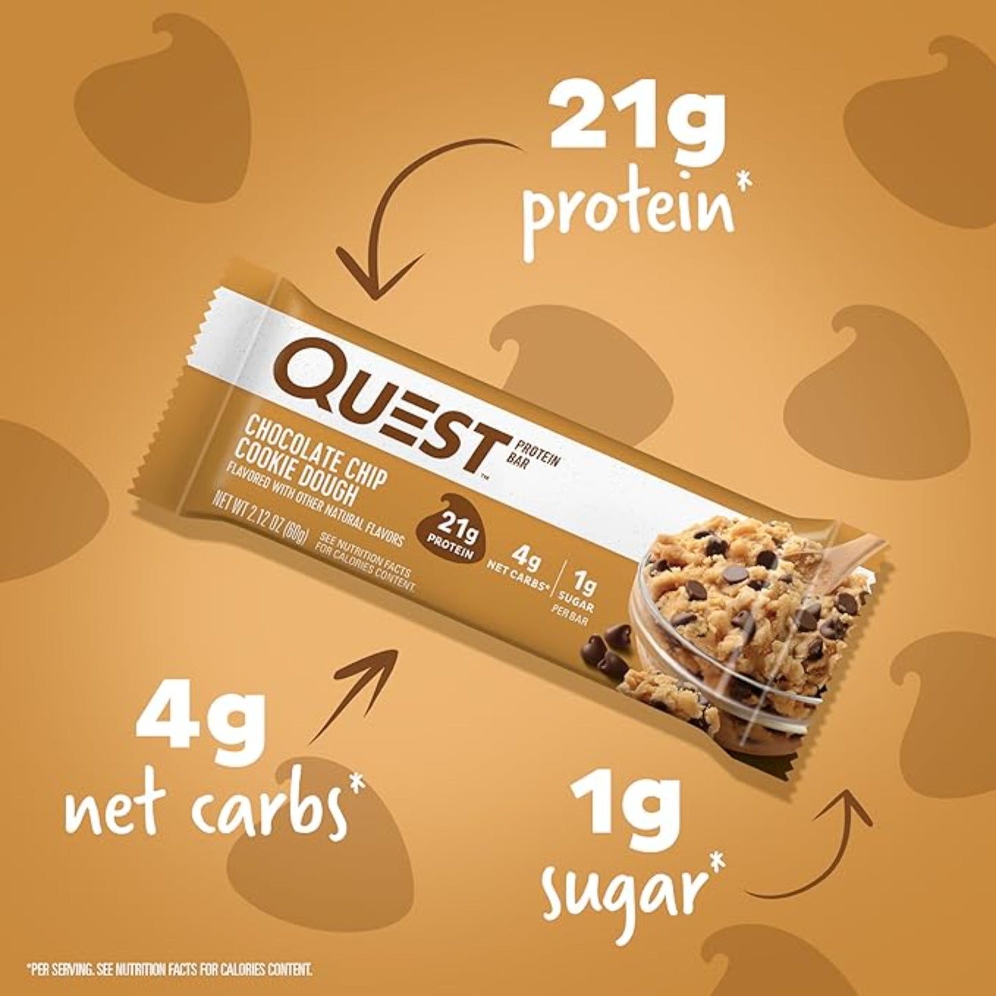 Quest Nutrition Chocolate Chip Dough Cookie Protein Bars 12 Count
