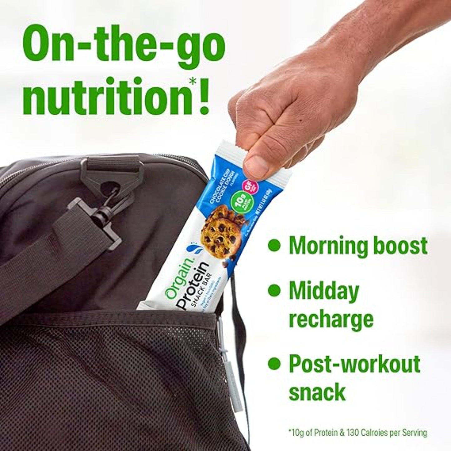 Orgain Organic Vegan Protein Bars, Chocolate Chip Cookie Dough - 10g Plant Based Protein, Low Calorie Healthy Snacks, No Lactose or Soy Ingredients, Gluten Free, Non-GMO - 1.41 Oz (Pack of 12)