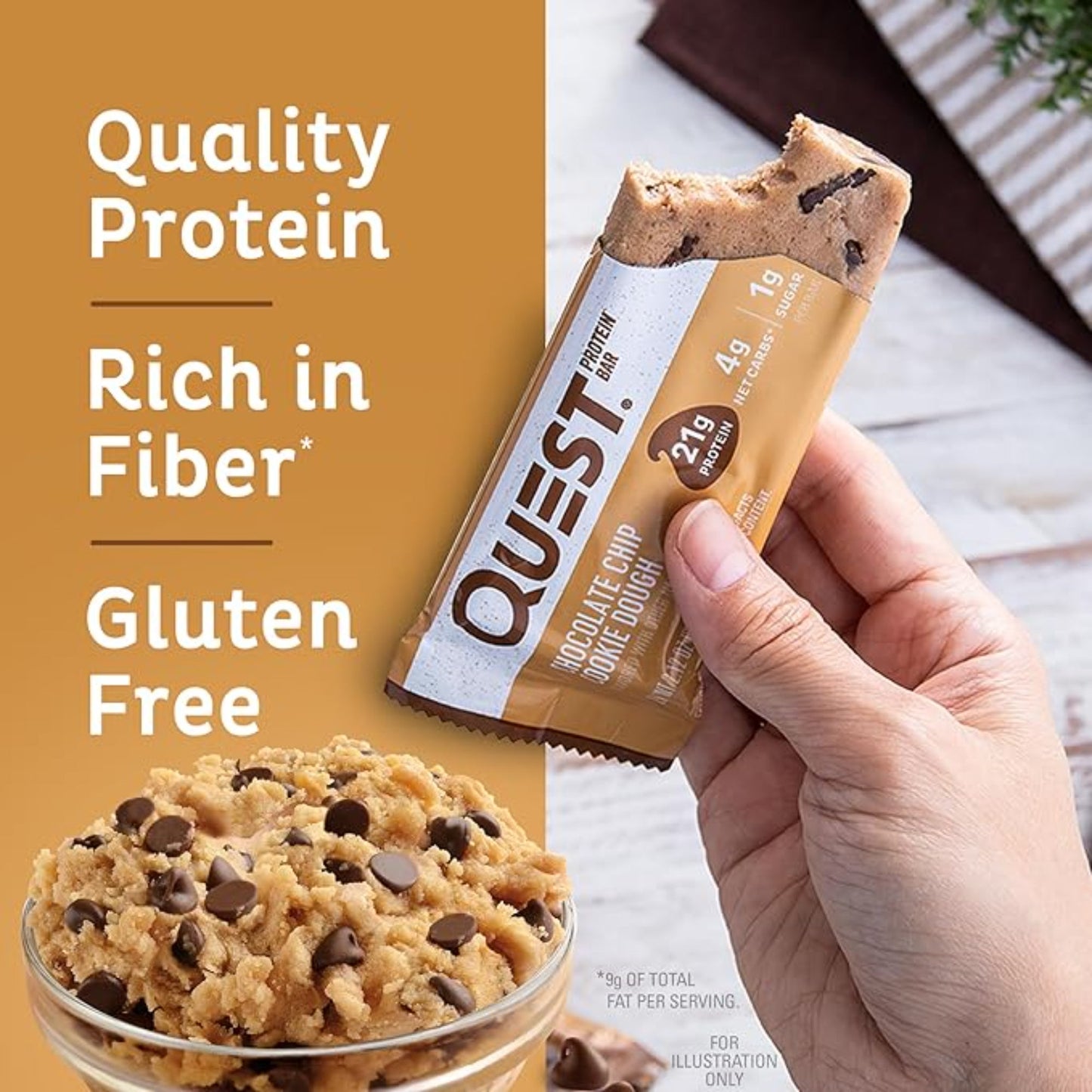 Quest Nutrition Chocolate Chip Dough Cookie Protein Bars 12 Count